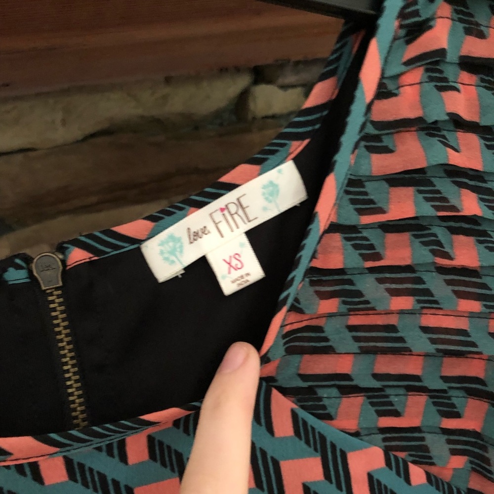 Pink and blue patterned dress